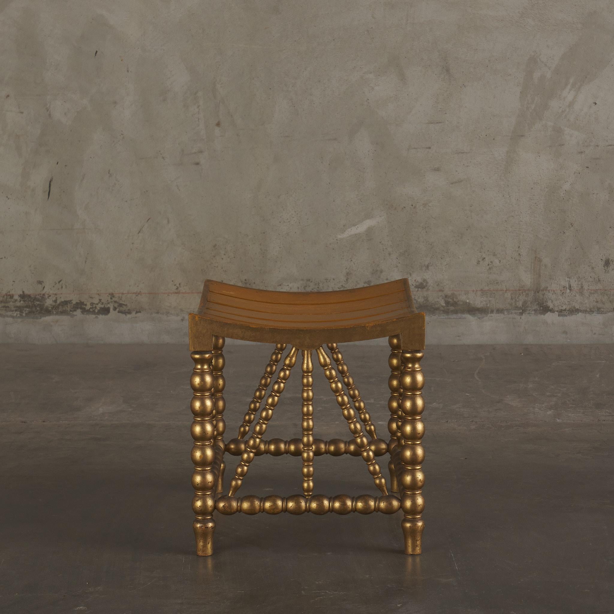 Gold Trimmed Thebes Stool, C1910 In Good Condition For Sale In Los Angeles, CA