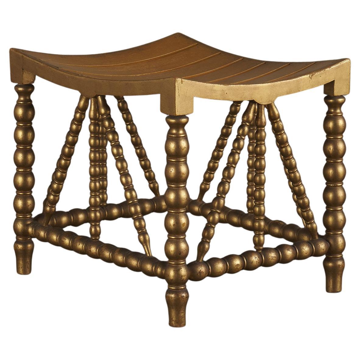 Gold Trimmed Thebes Stool, C1910 For Sale
