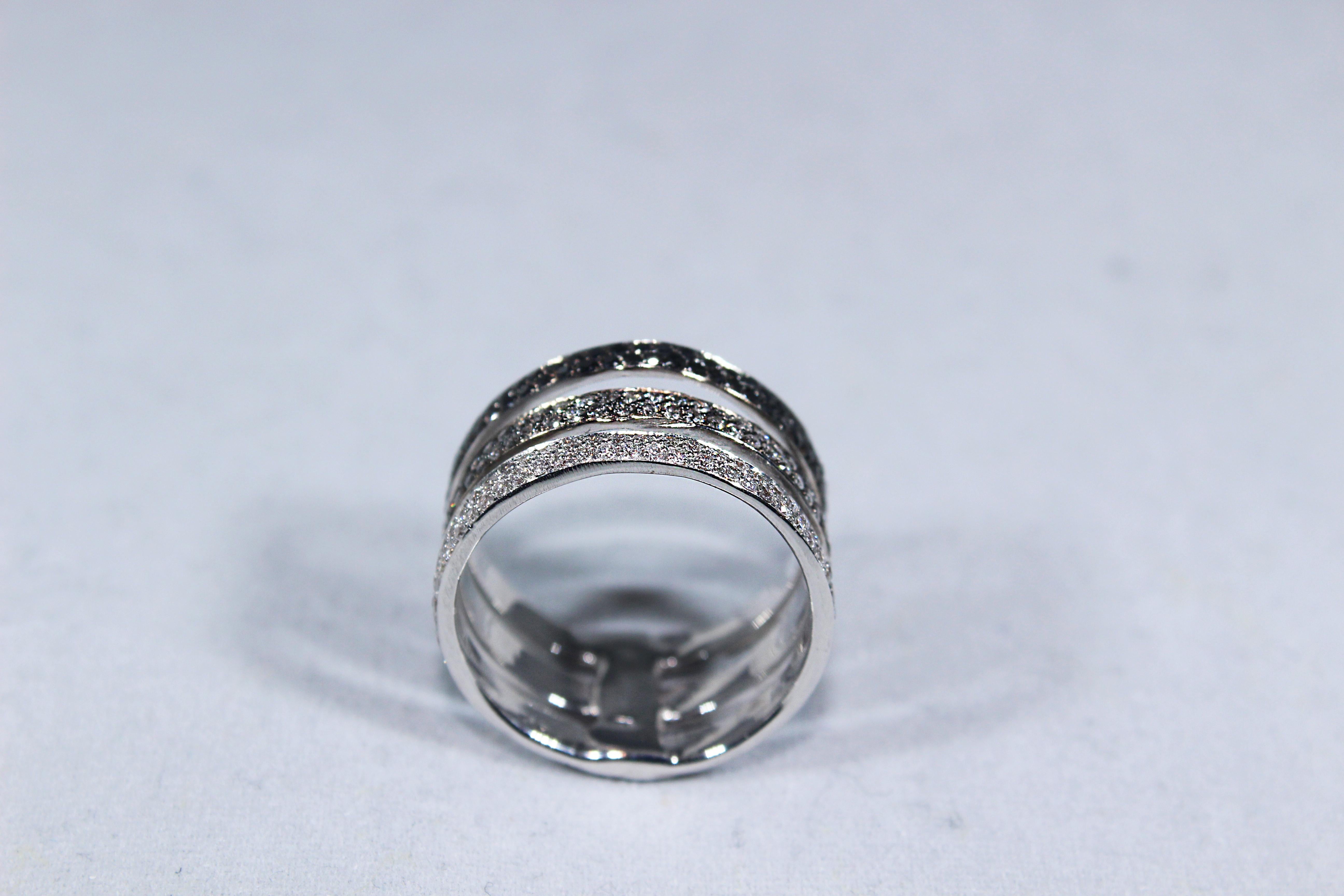 triple band ring with diamonds