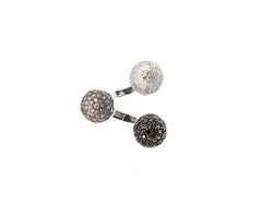 Gold Triple Sphere Ring with Pavé White, Grey and Black Diamonds