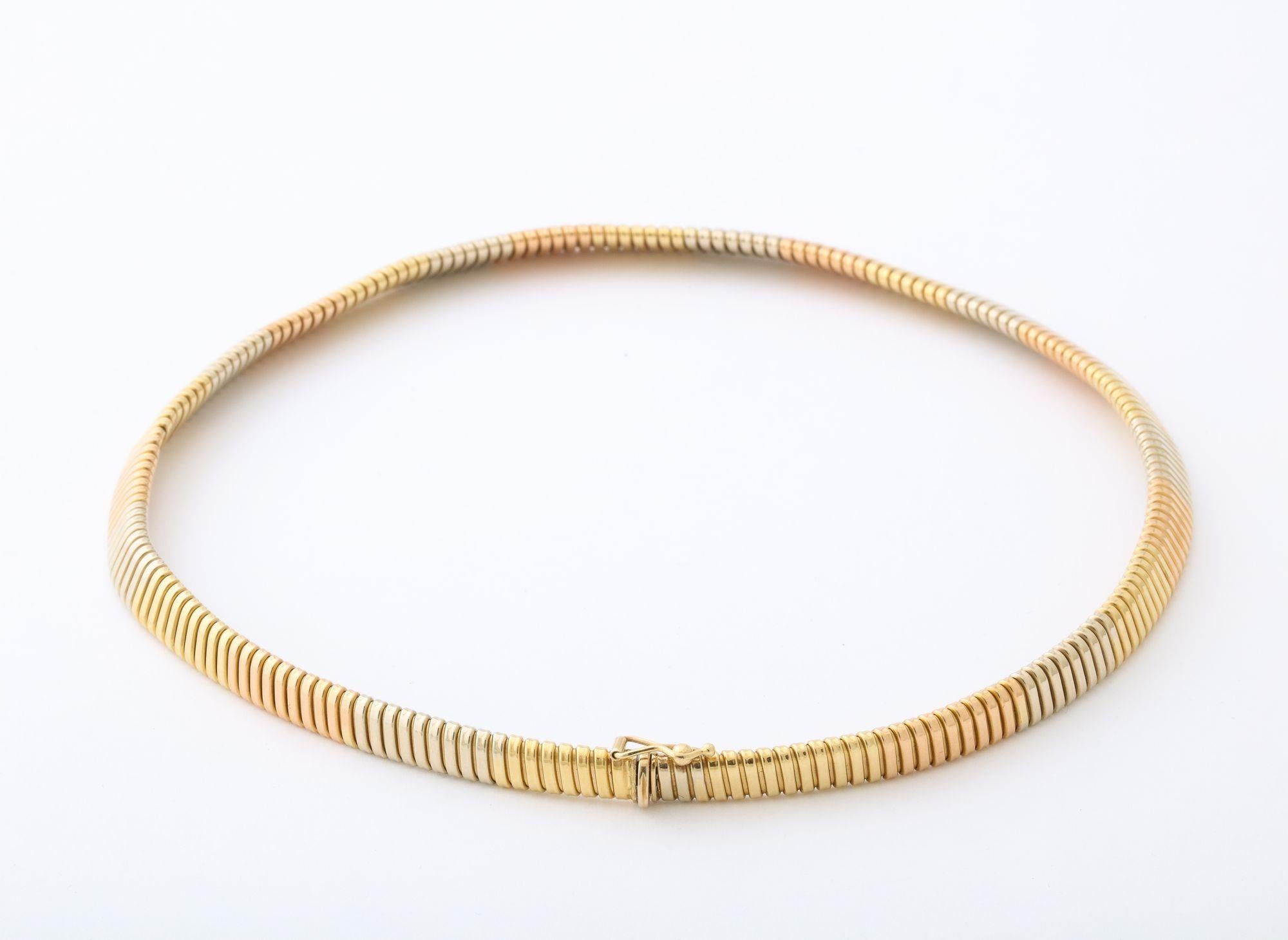 Women's Vintage Turbogas Necklace Tricolor Gold 