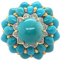 Gold, Turquoise and Diamond Ring