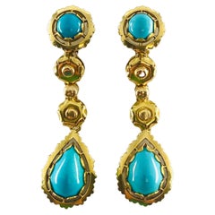 Gold Turquoise Dangle Earrings