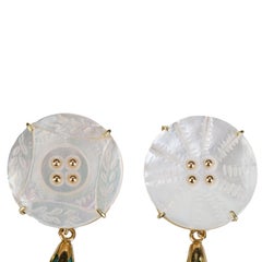Gold Turquoise Mother of Pearl Earrings