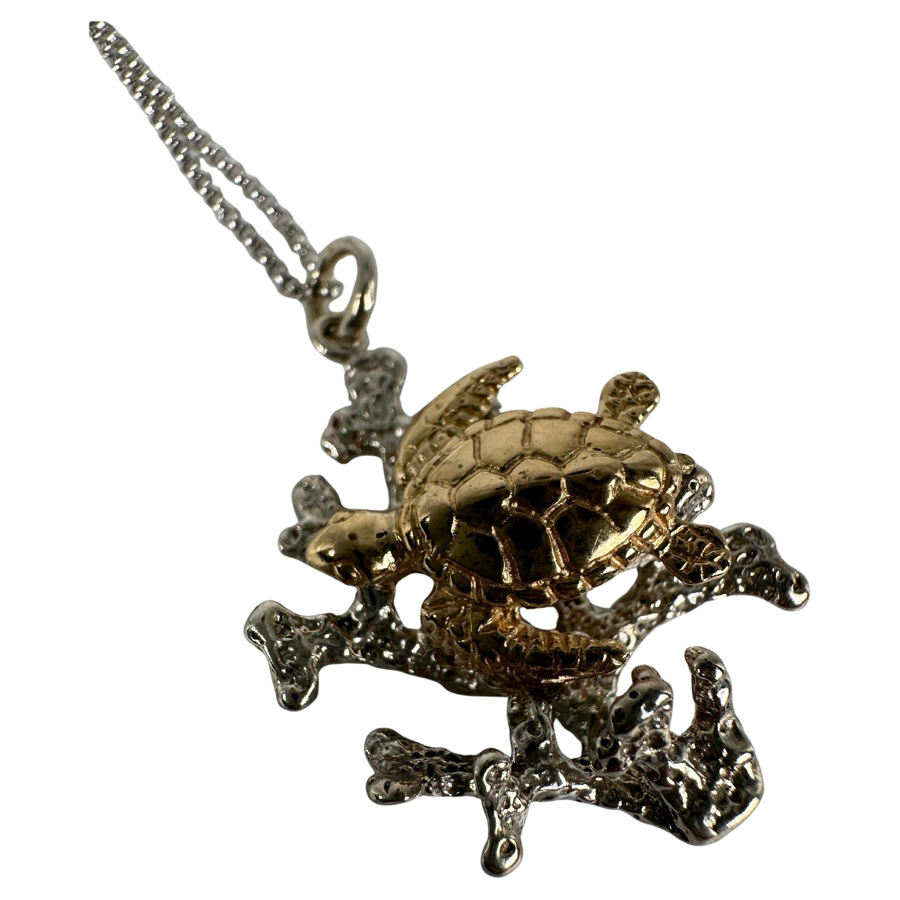 Gold turtle Florida turtle pendant necklace 14KT gold