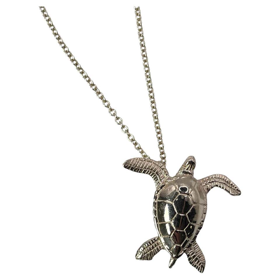 14K Gold Diamond Turtle Charm Necklace Diamond Tortoise Pendant ...