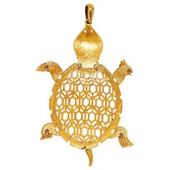 Gold Turtle Pendant Necklace circa 1960 and Comes with Chain