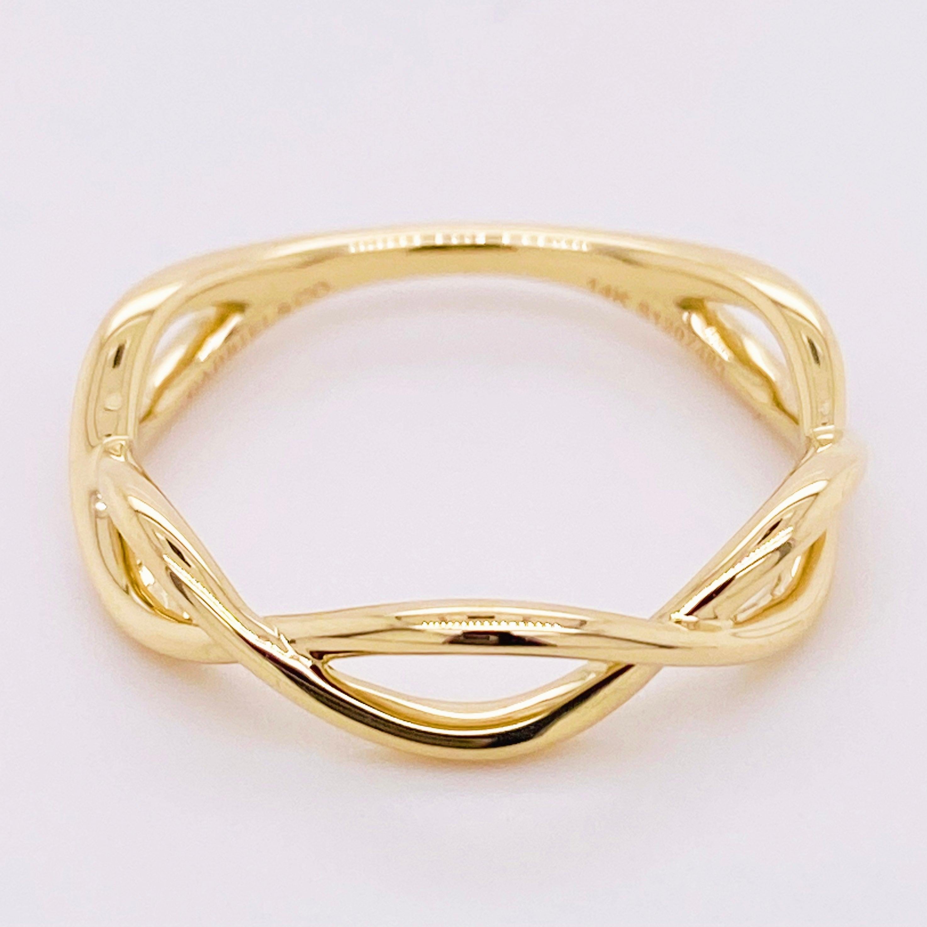 Gold Twisted Ring, 14 Karat Yellow Gold Twisted Stackable Band, LR51926Y4JJJ 3