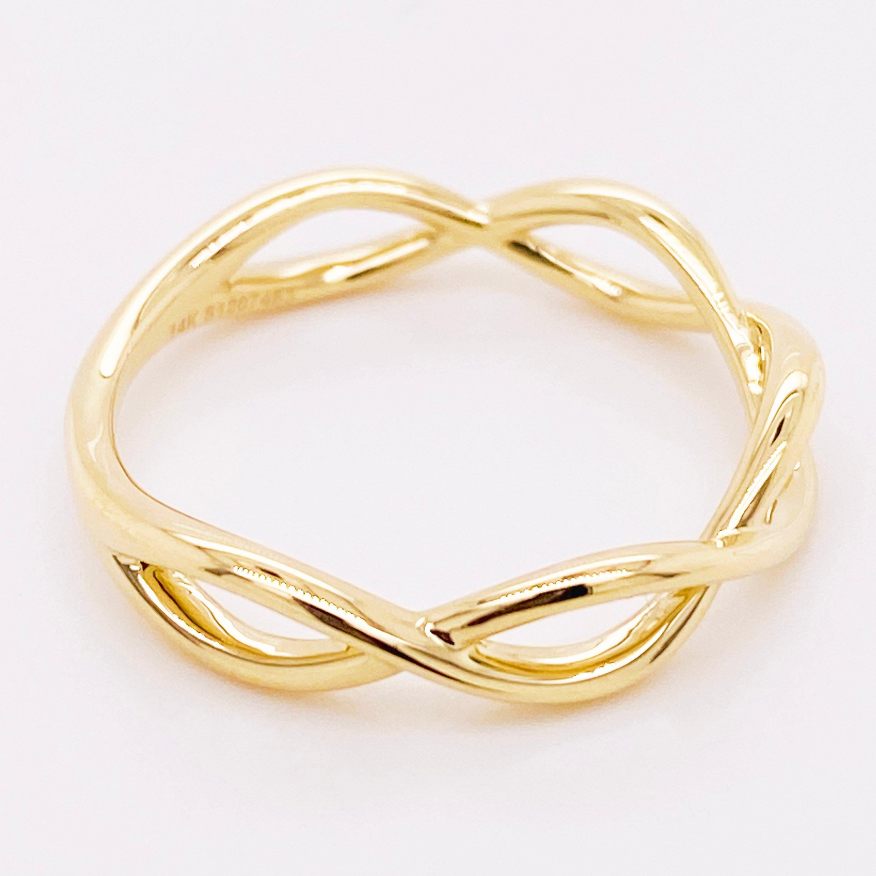 Gold Twisted Ring, 14 Karat Yellow Gold Twisted Stackable Band, LR51926Y4JJJ 4