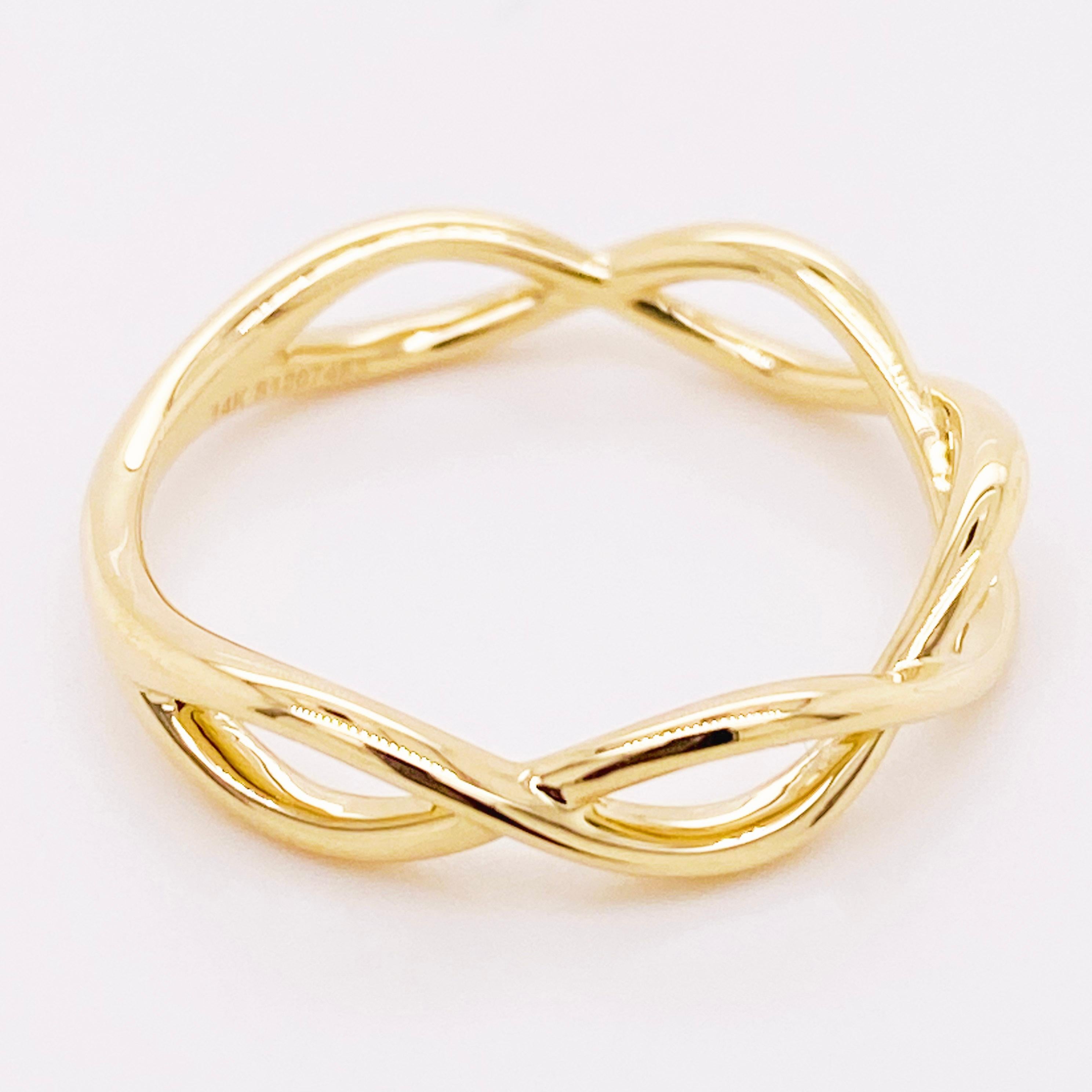 Gold Twisted Ring, 14 Karat Yellow Gold Twisted Stackable Band, LR51926Y4JJJ In New Condition For Sale In Austin, TX