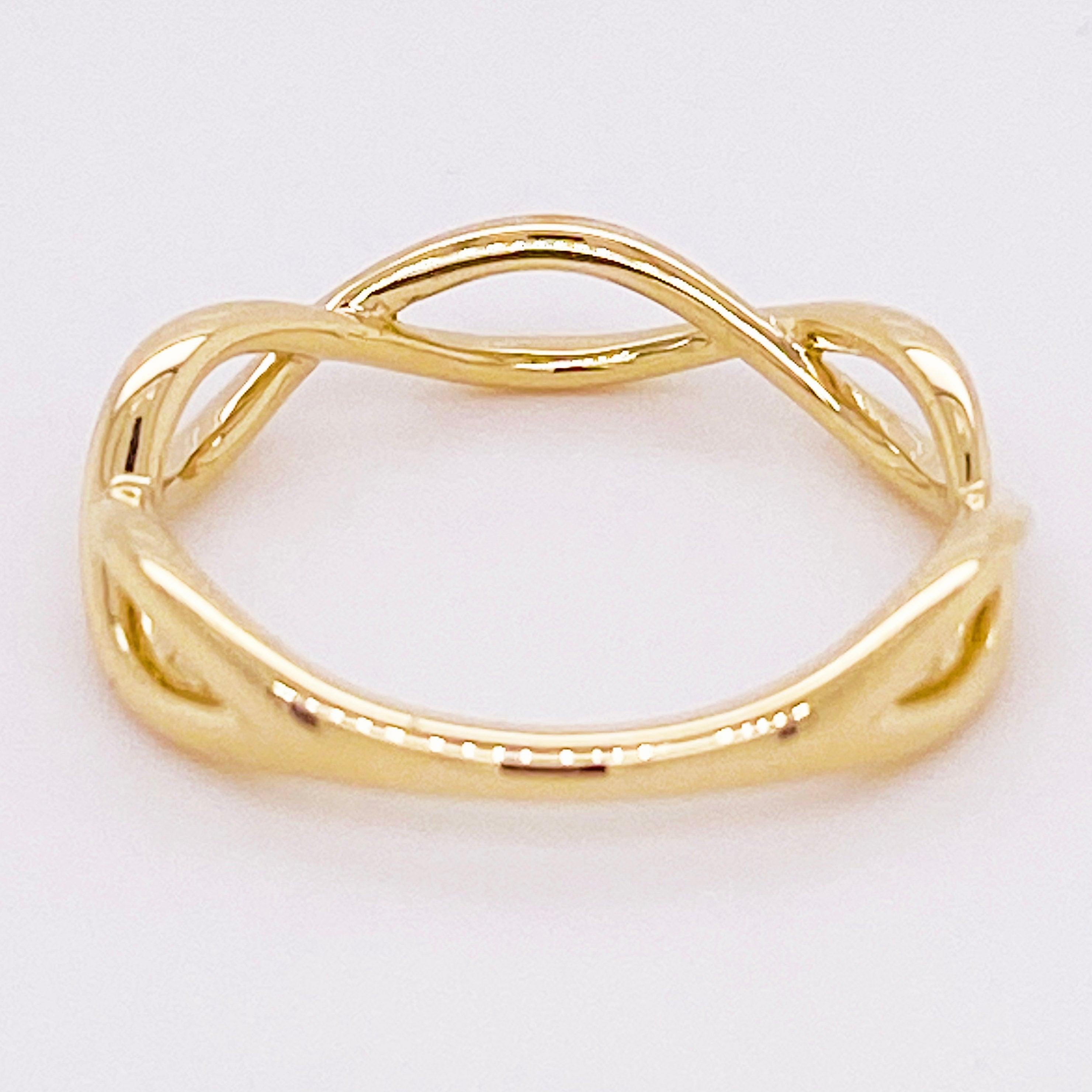 Gold Twisted Ring, 14 Karat Yellow Gold Twisted Stackable Band, LR51926Y4JJJ 5
