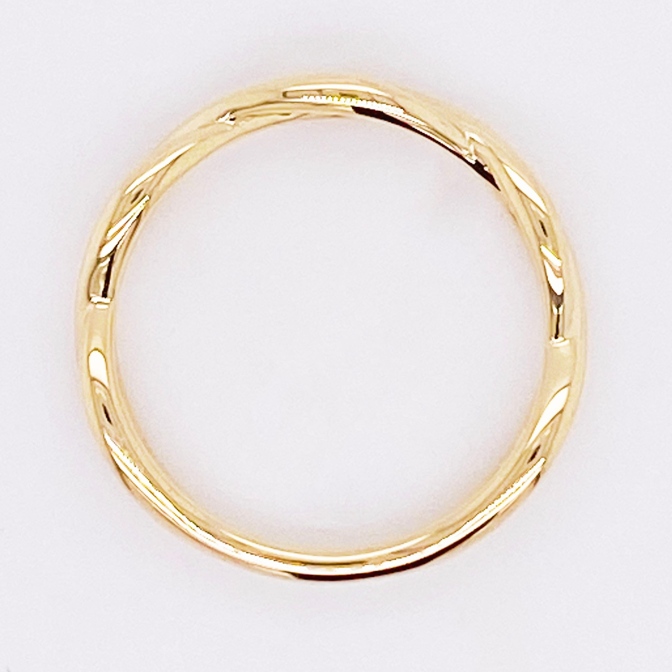 Gold Twisted Ring, 14 Karat Yellow Gold Twisted Stackable Band, LR51926Y4JJJ For Sale 1