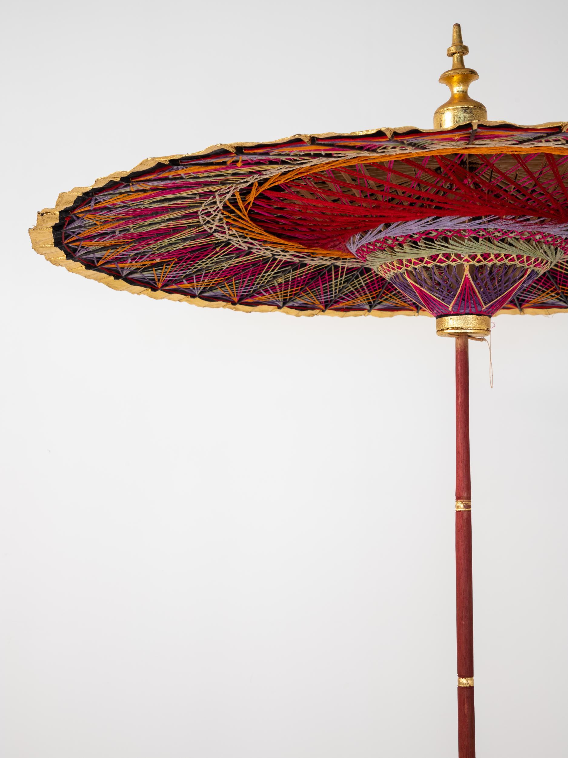 Gold Umbrella with Rainbow Accent In Fair Condition For Sale In South Salem, NY