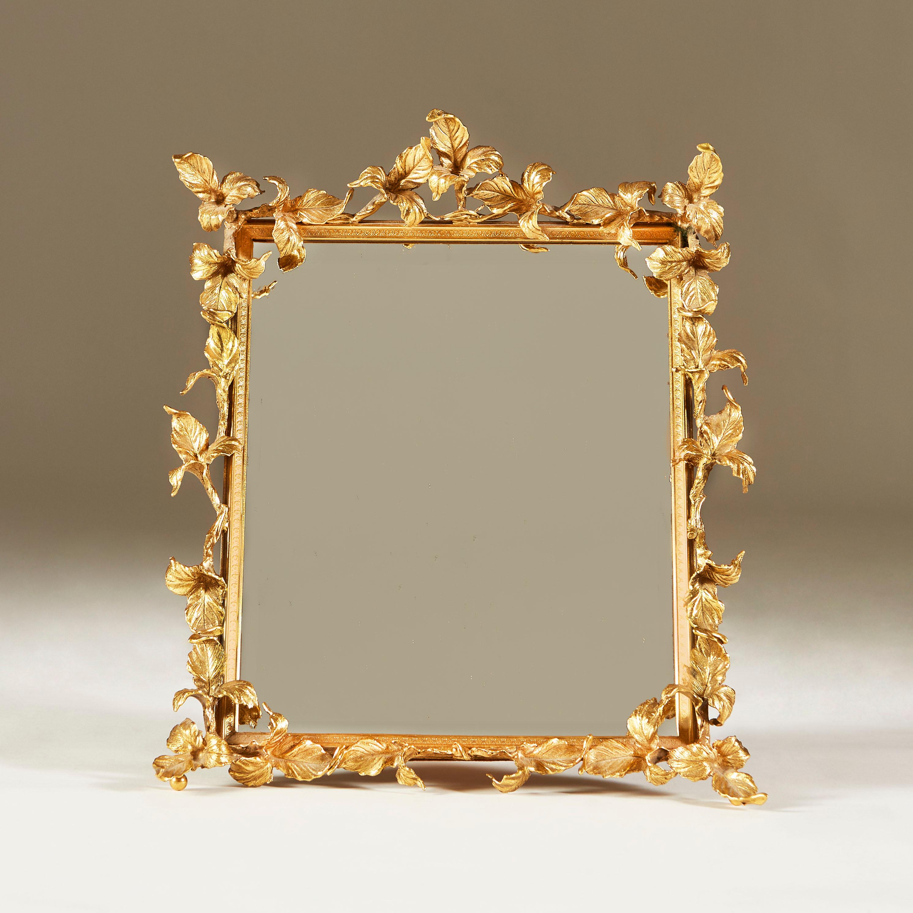 Brass Gold US vintage dressing-table mirror For Sale