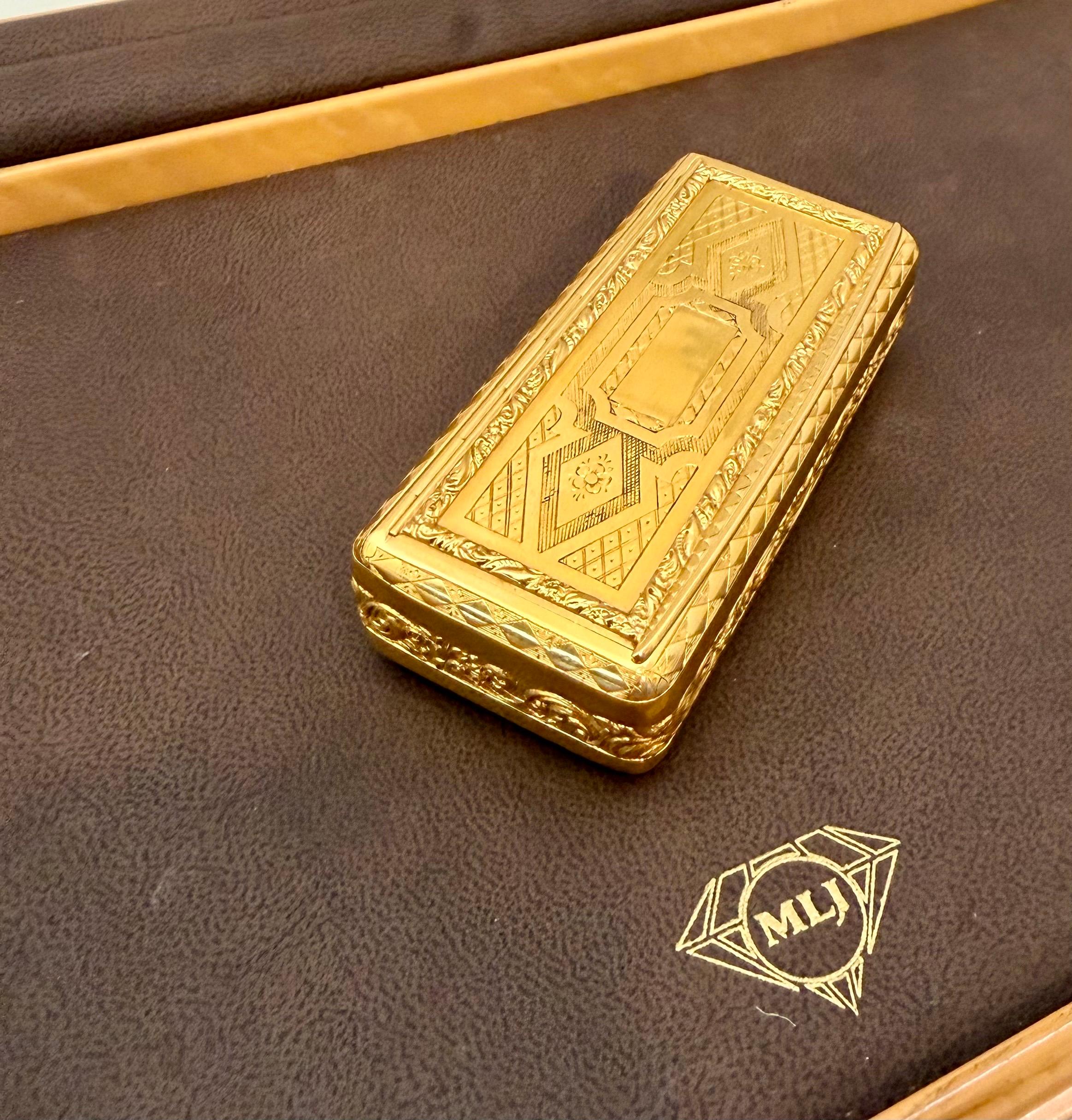 Coffret utilitaire en or 22 carats 130 gm, superbe coffret à côtes en or français des années 1870 Unisexe en vente