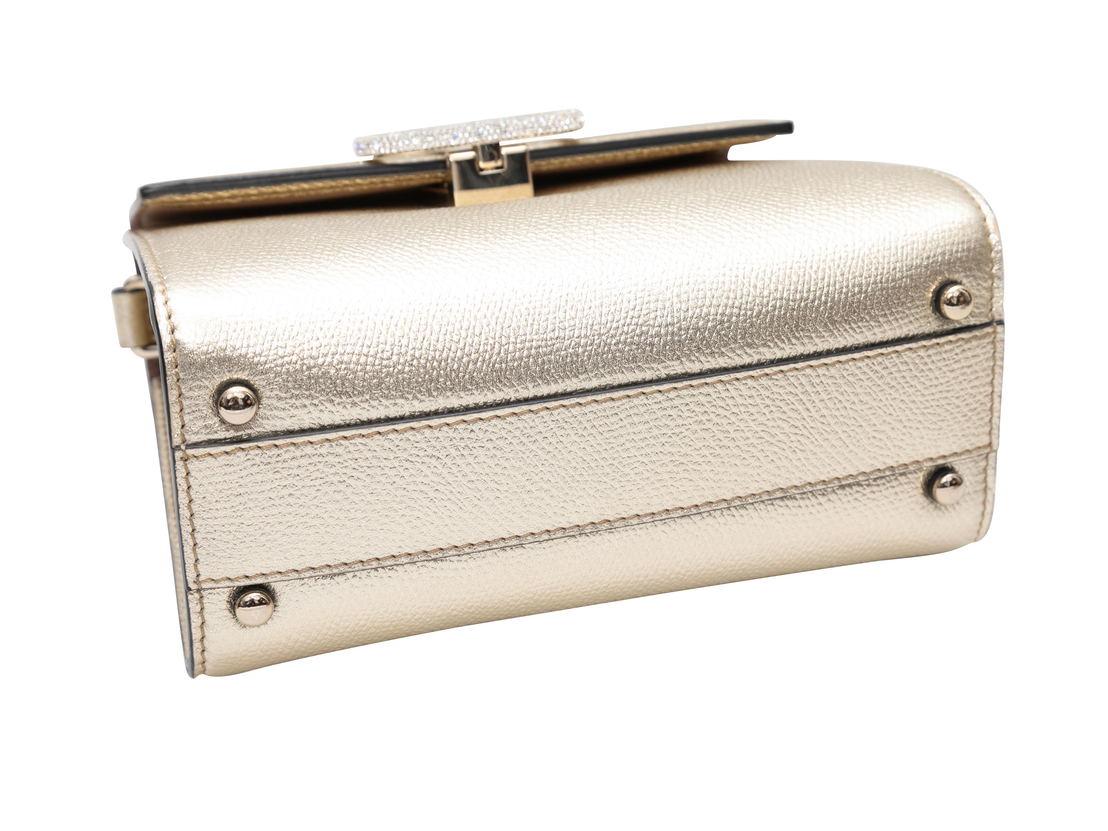 Women's Gold Valentino Mini Vsling Crystal Logo Bag