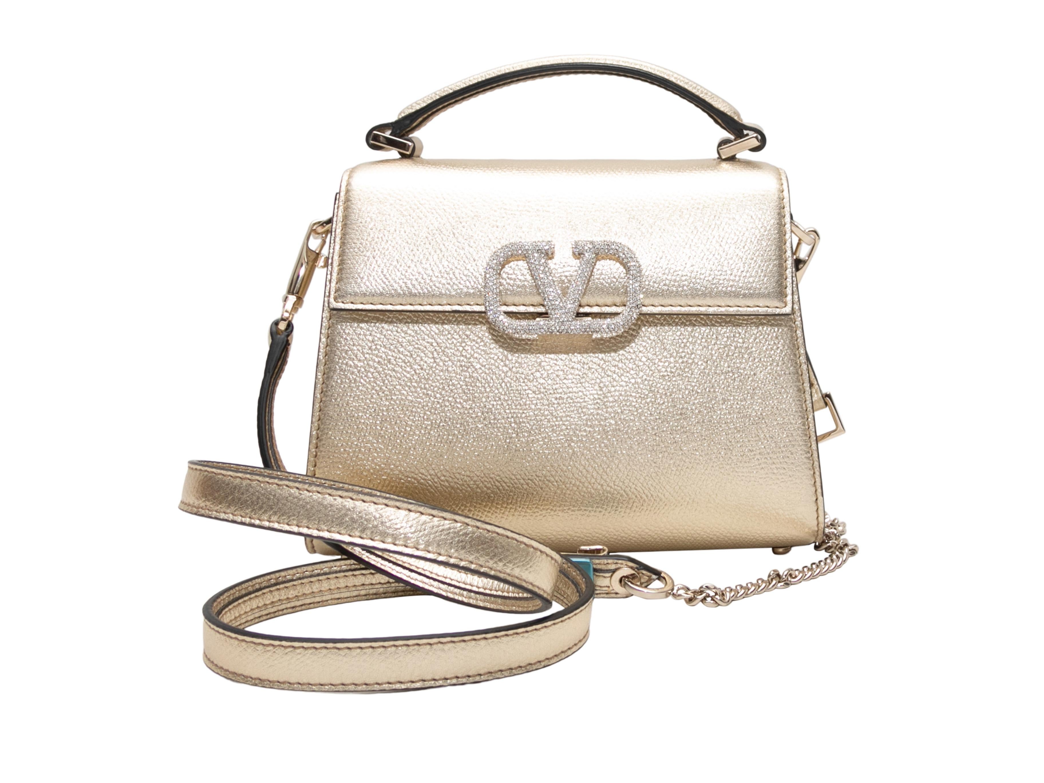Gold Valentino Mini Vsling Crystal Logo Bag 1