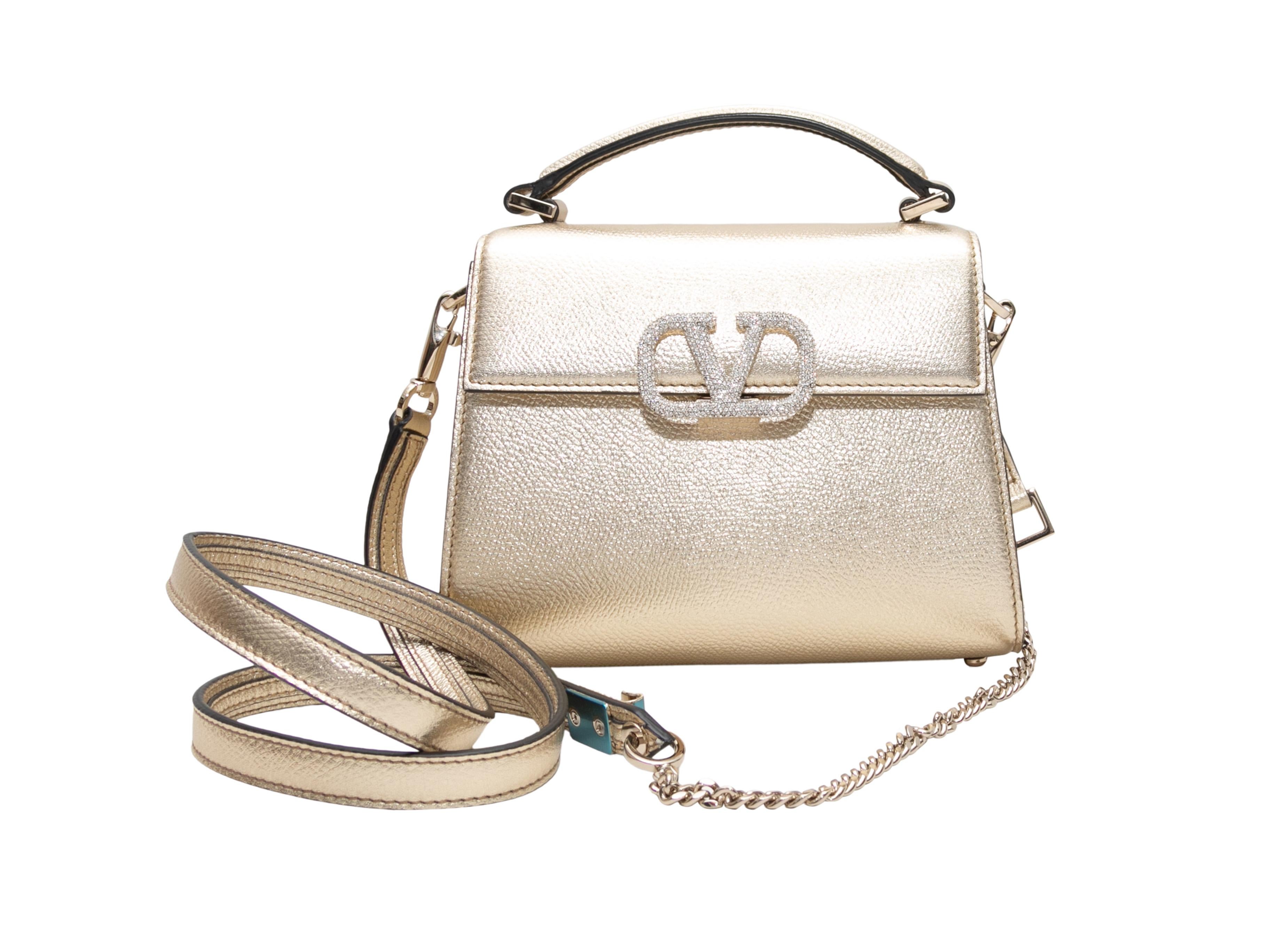 Gold Valentino Mini Vsling Crystal Logo Bag 2
