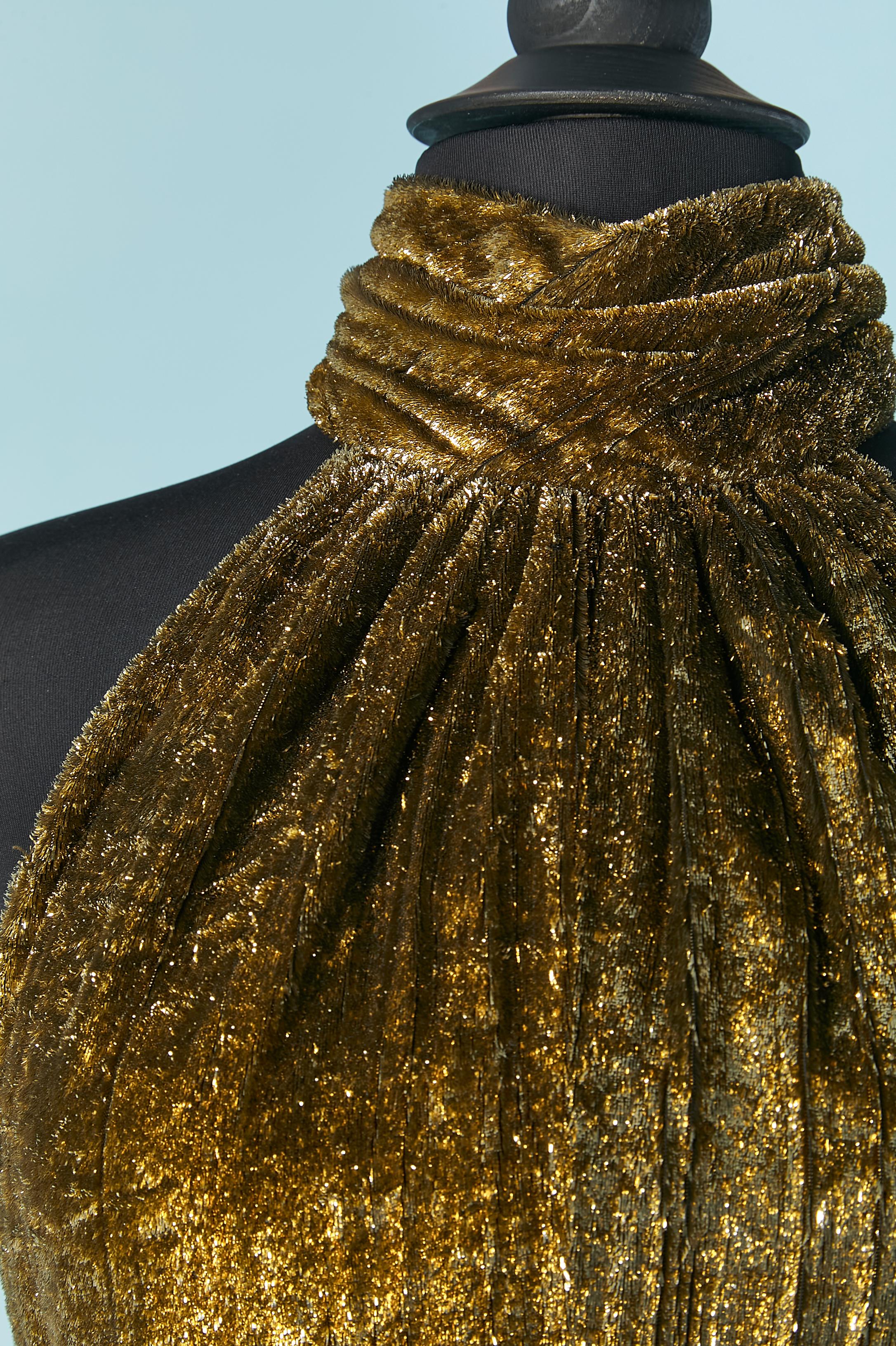 Nero Abito da sera senza schienale in velluto oro Yves Saint Laurent in vendita