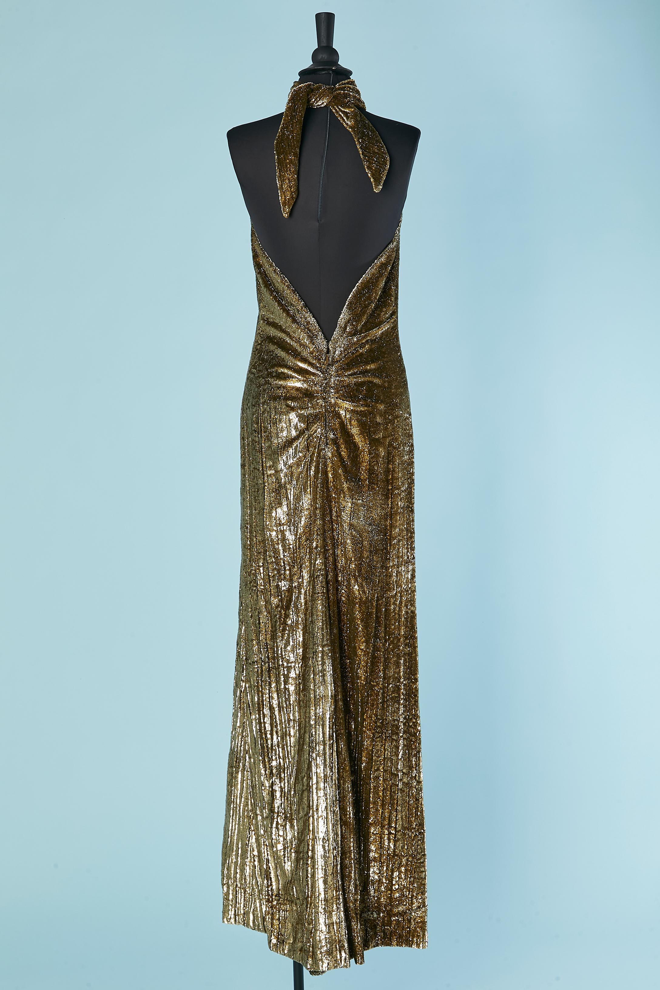 Donna Abito da sera senza schienale in velluto oro Yves Saint Laurent in vendita