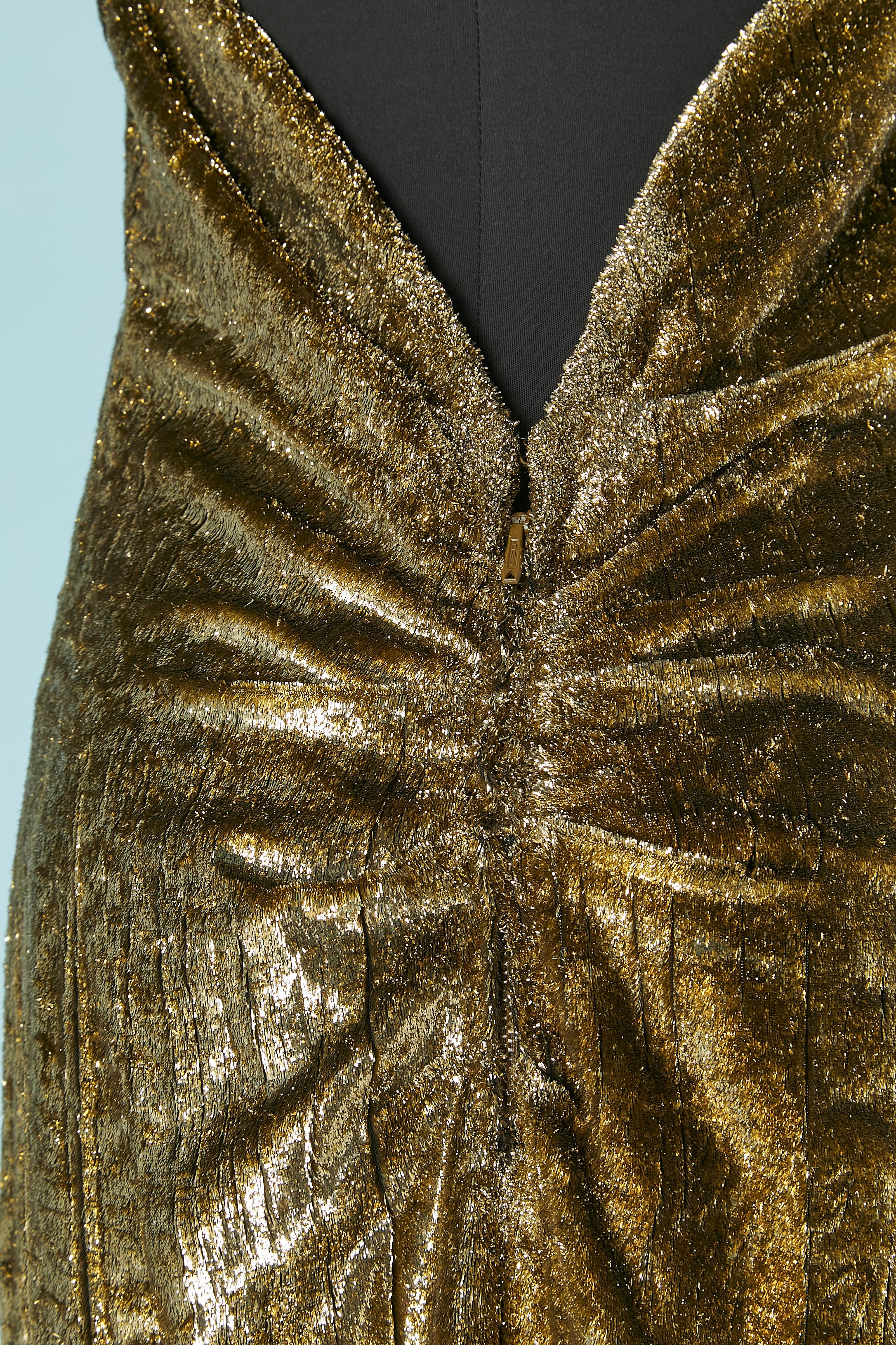 Abito da sera senza schienale in velluto oro Yves Saint Laurent in vendita 1
