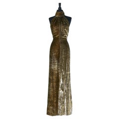 Abito da sera senza schienale in velluto oro Yves Saint Laurent