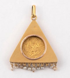 Gold Venetian Coin 1400-1413 Michele Steno Archaeological Revival Pendant