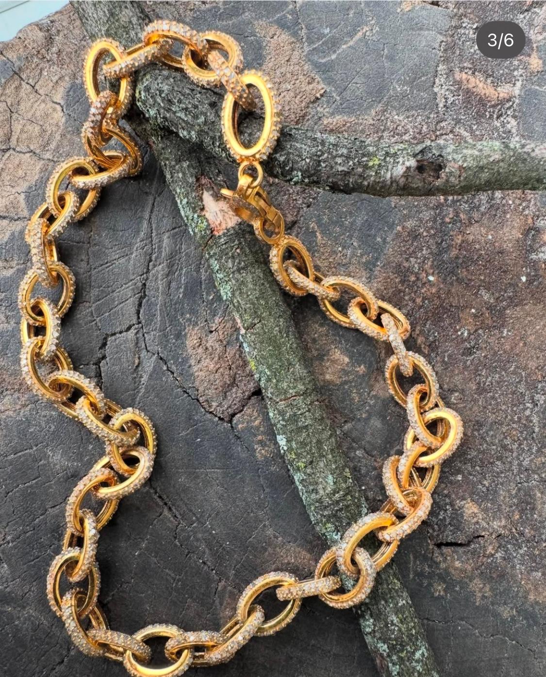 Contemporaneo Collana in vermeil d'oro e diamanti A Link in vendita