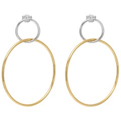 Gold Vermeil and Silver Hotcake Hoop Earrings