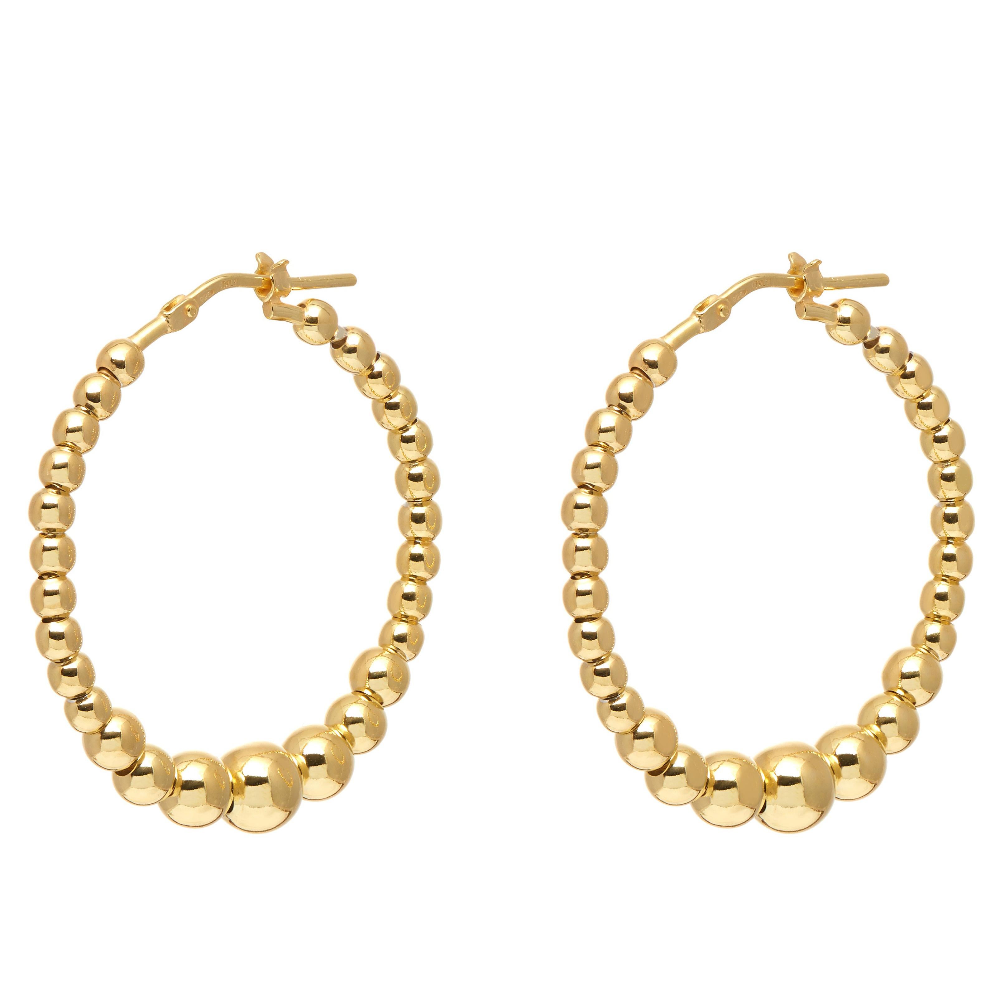 Gold Vermeil Classic Twist Hoop Earrings For Sale