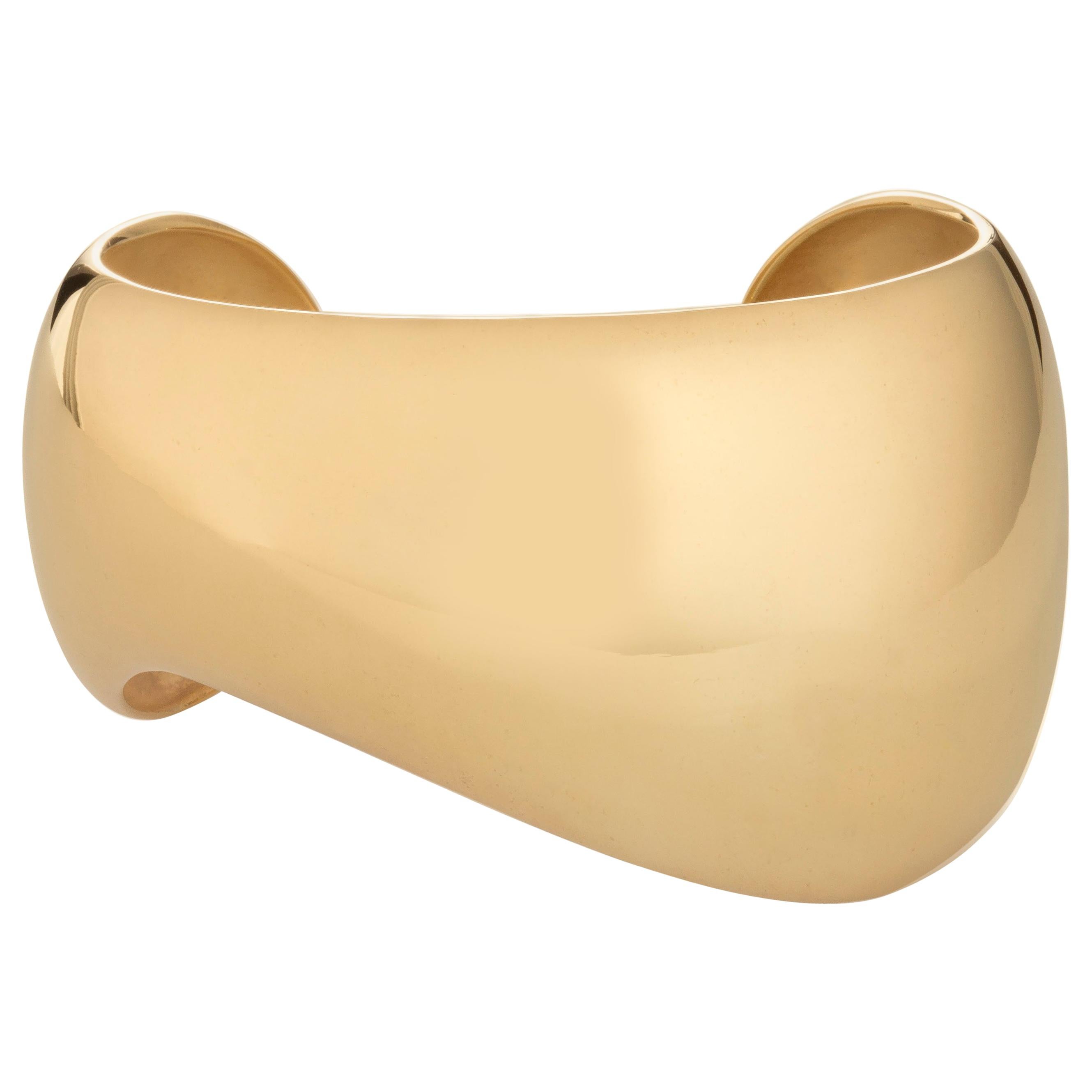 AGMES 18kt Gold Vermeil Curved Organic Cuff Bracelet at 1stDibs