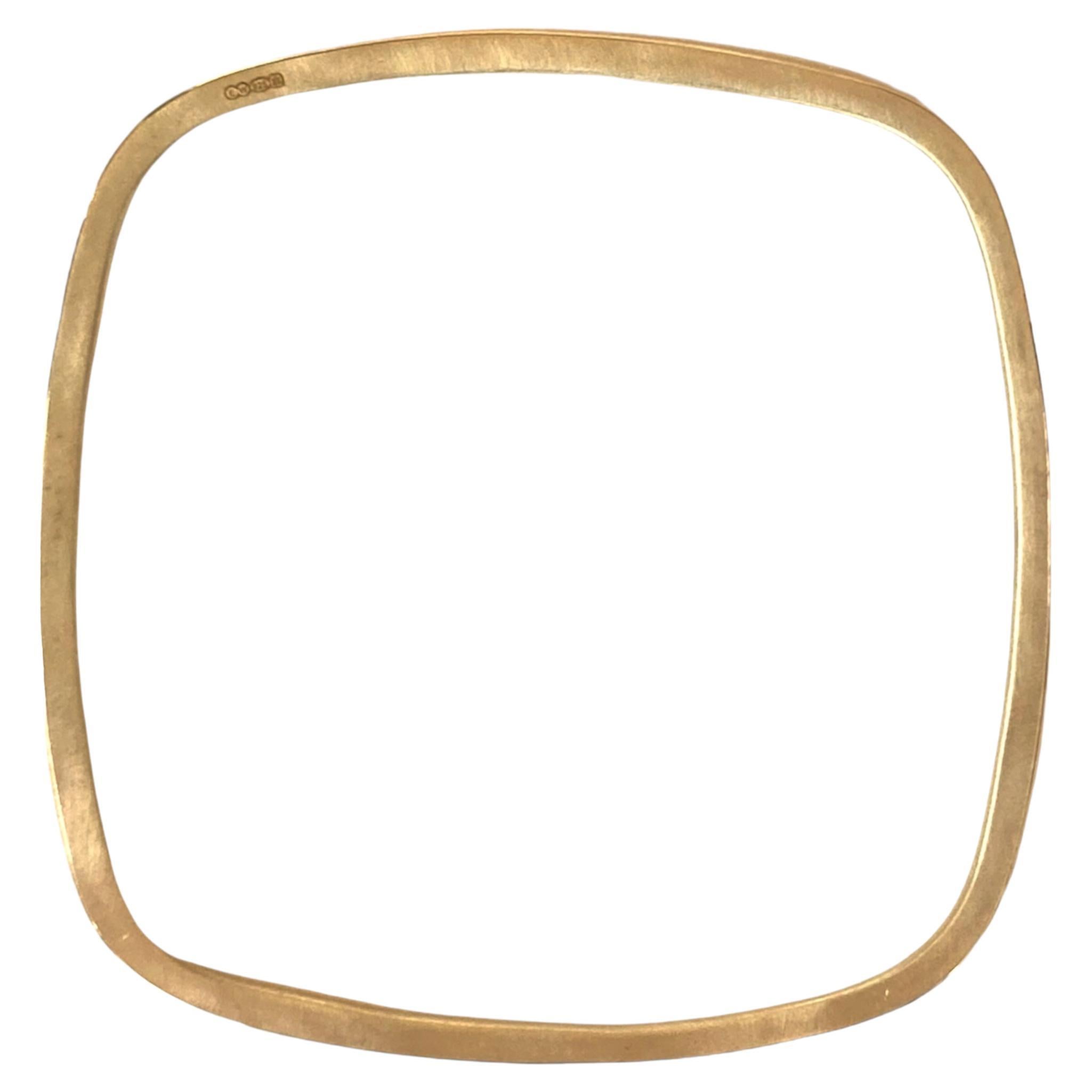 Gold Vermeil Hand Forged Square Box Bangle, Size Large For Sale