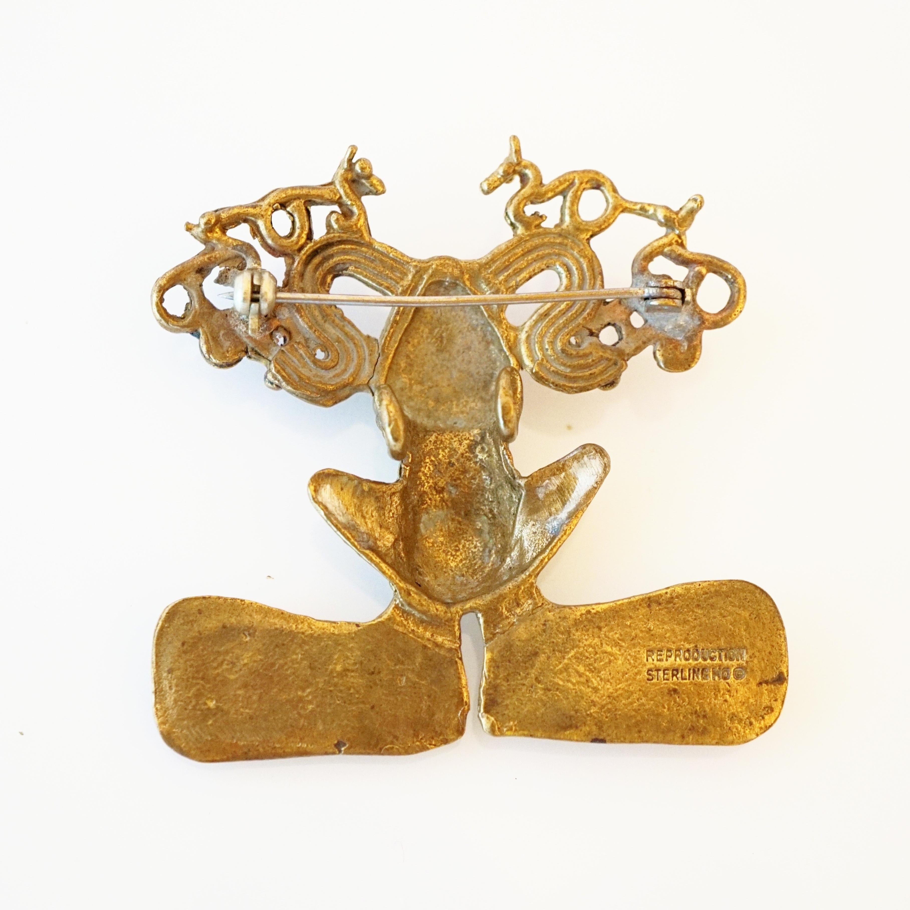 Modern Gold Vermeil Museum Reproduction Chiriqui Frog Brooch For Sale