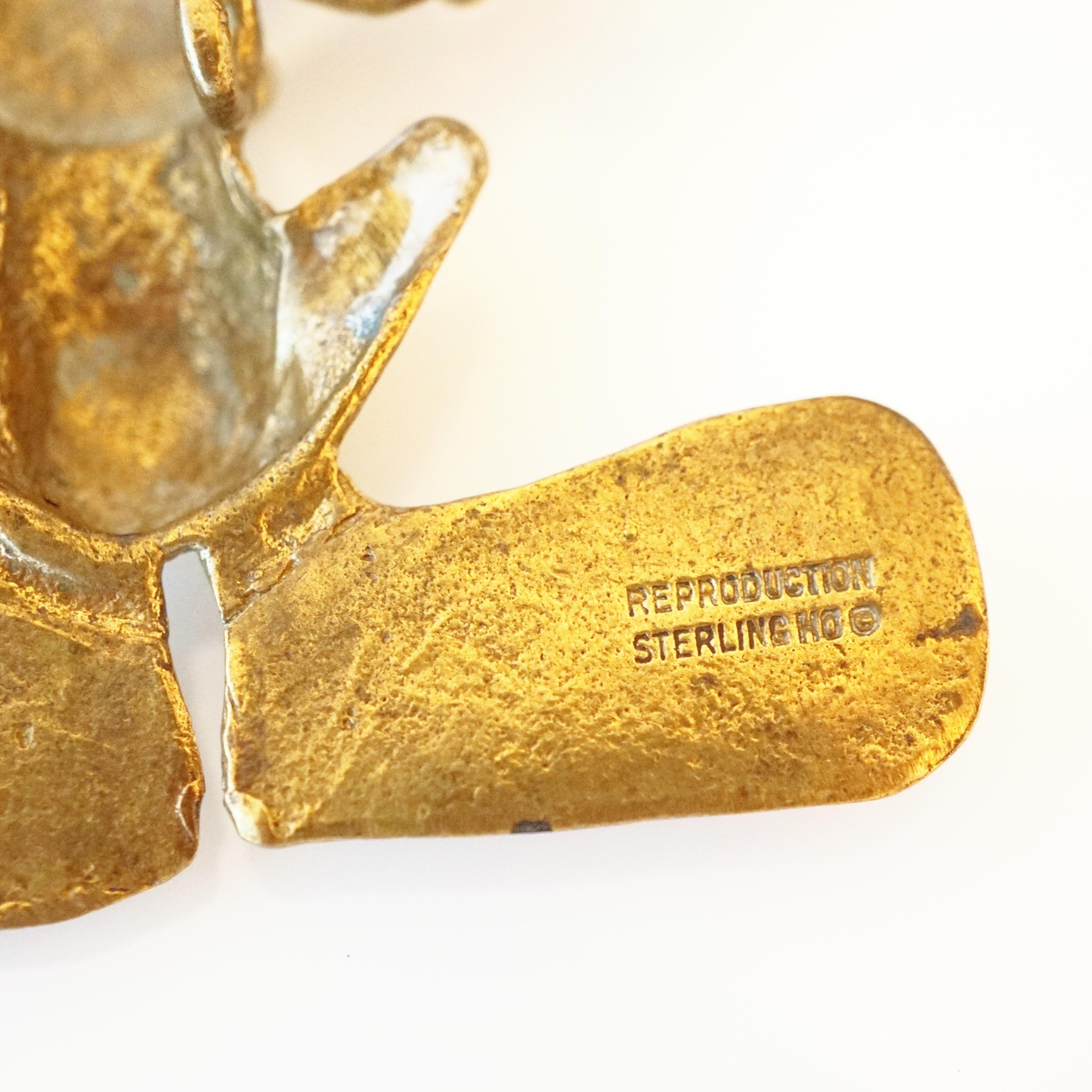 Broche en or Vermeil reproduisant la grenouille de Chiriqui dans les musées Bon état - En vente à McKinney, TX