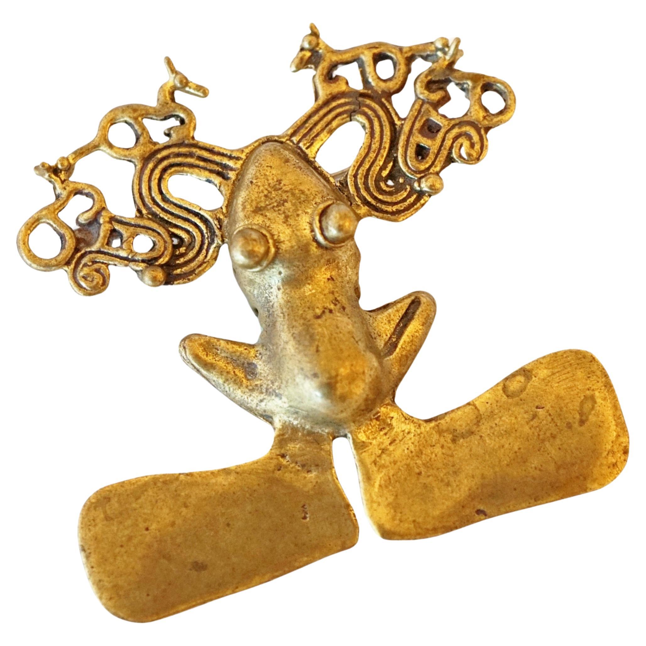 Gold Vermeil Museum Reproduction Chiriqui Frog Brooch For Sale