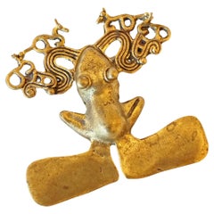 Gold Vermeil Museumsreproduktion einer Chiriqui- Frosch-Brosche