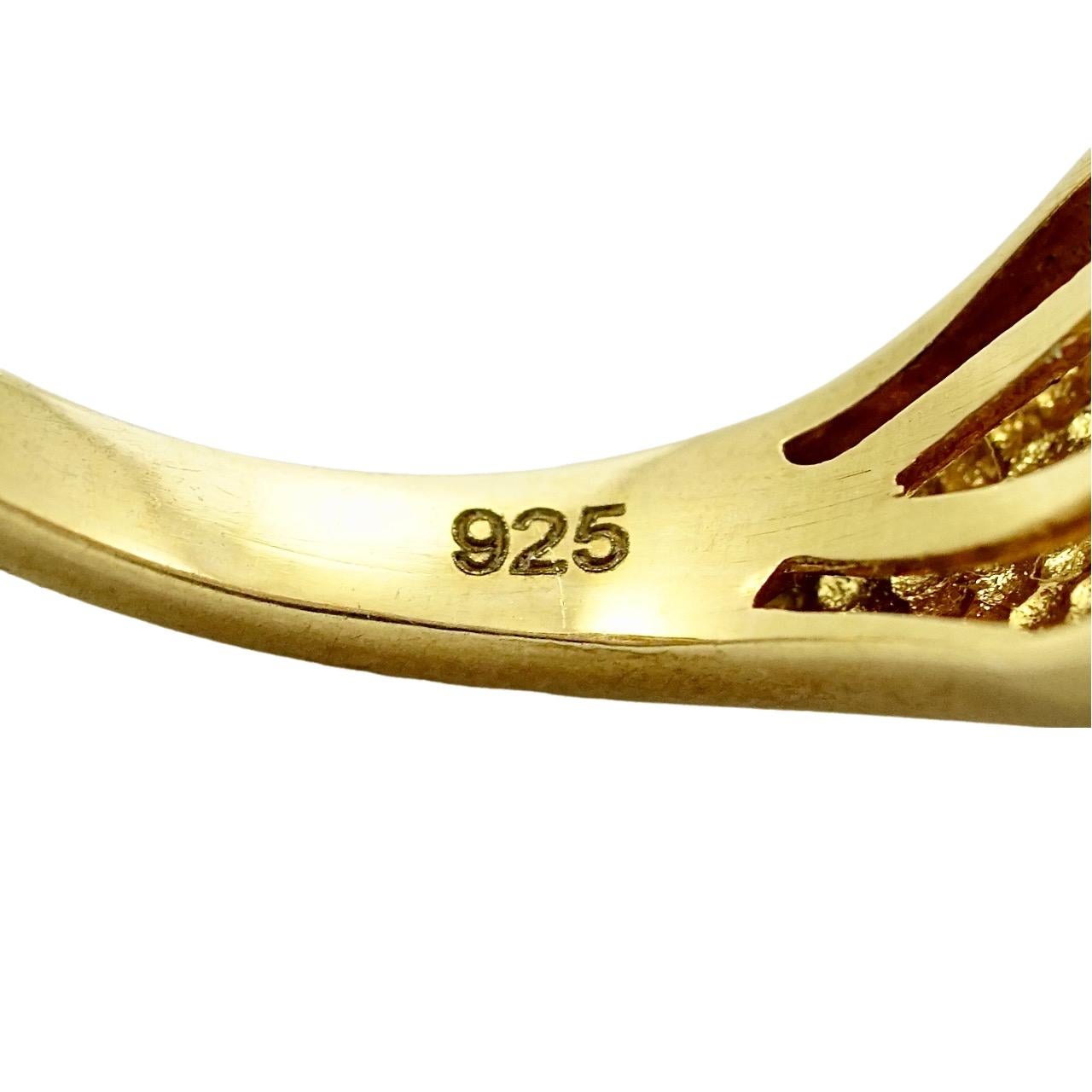 Anello in vermeil d'oro su argento chiaro e rosa con strass Baguette in vendita 3