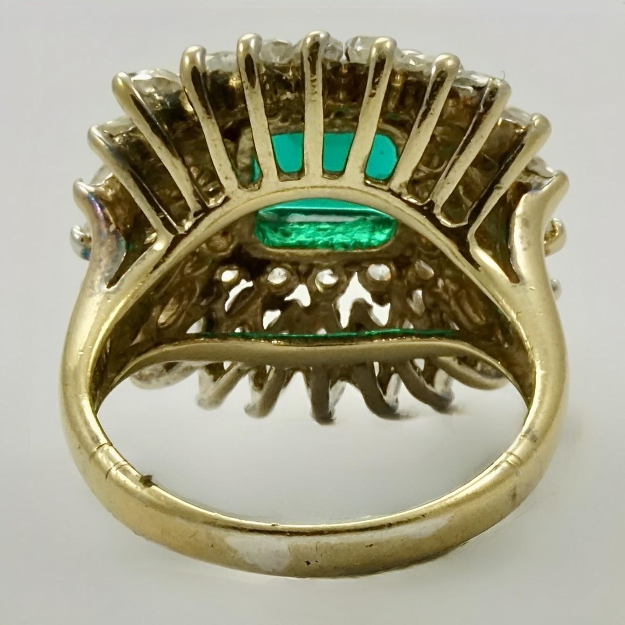 Gold Vermeil on Sterling Silver Rhinestone Cocktail Ring circa 1950s In Good Condition For Sale In London, GB