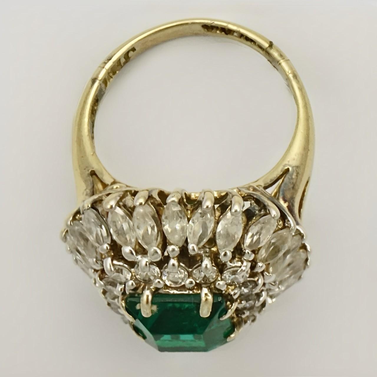Gold Vermeil auf Sterling Silber Strass Cocktail Ring circa 1950s für Damen oder Herren im Angebot
