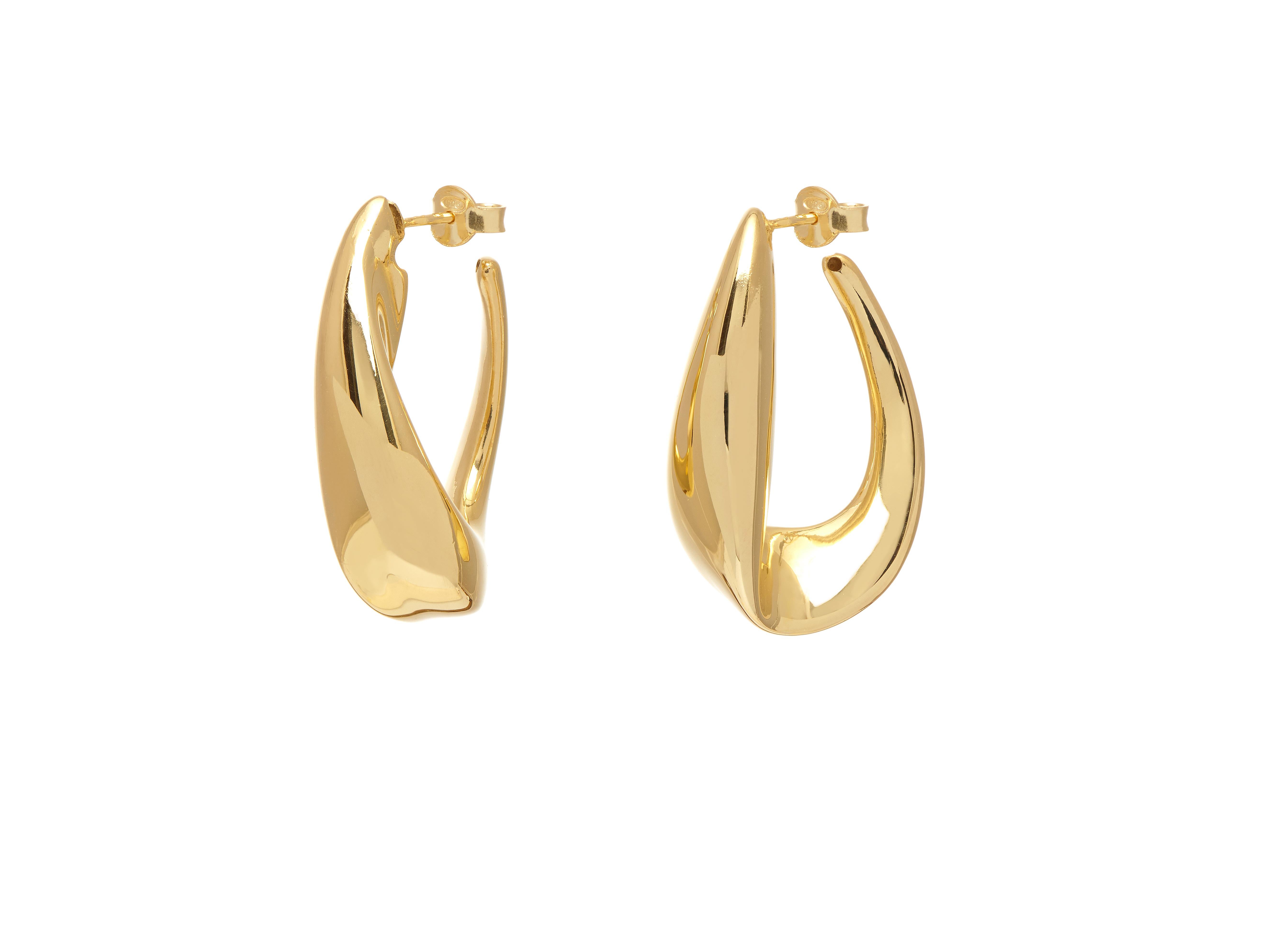 Oval Cut Gold Vermeil Oval Hoop Earrings