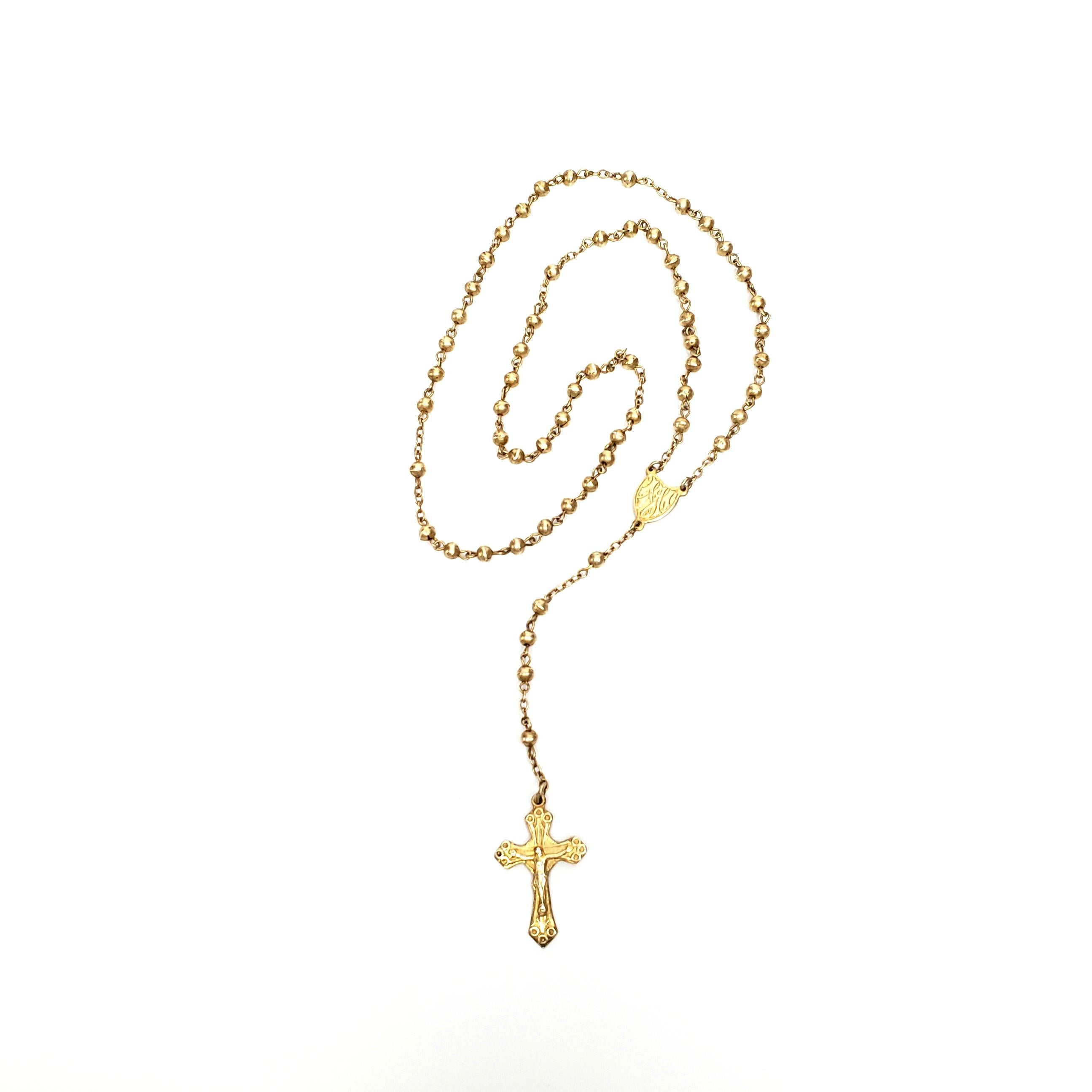 Gold Vermeil Over 800 Silver Rosary with Round Filigree Box Pendant 3