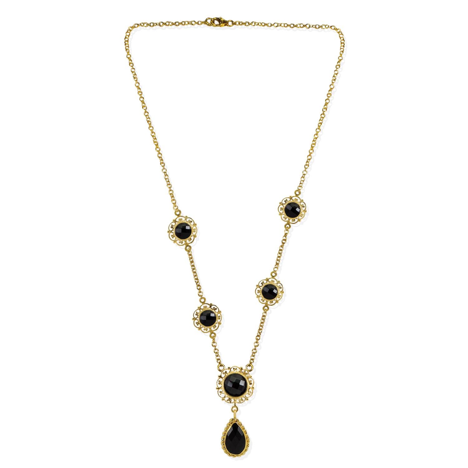 Victorian Gold Vermeil Taormina Onyx Necklace For Sale