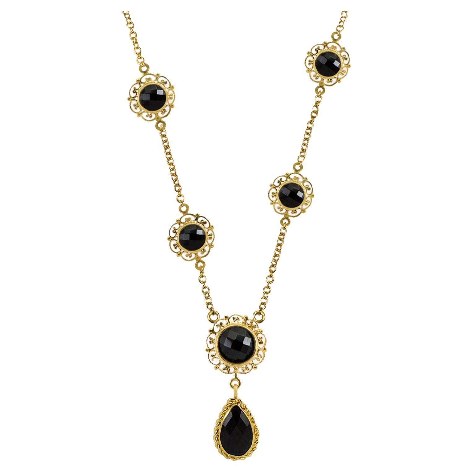 Gold Vermeil Taormina Onyx Necklace For Sale