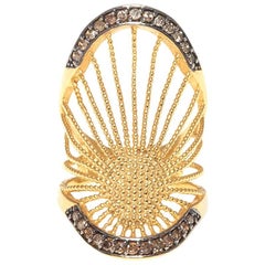 Gold Vermeil with Brown Diamonds Oriental Ring