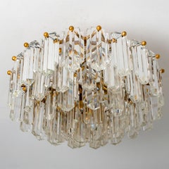 Gold Vertical Glass Messing Chandelier by J.T. Kalmar, 1960s