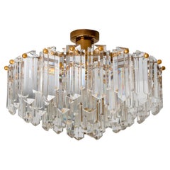 Gold Vertical Glass Messing Chandelier by J.T. Kalmar, 1960s
