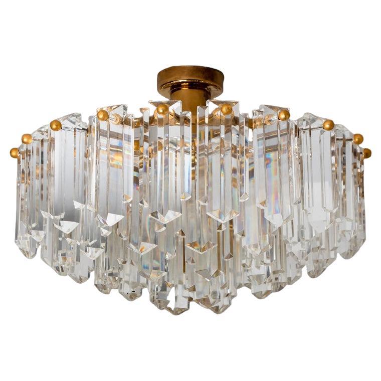 Araña vertical de cristal dorado Messing de J.T. Kalmar, década de 1960
