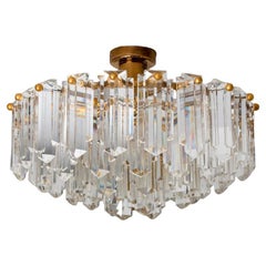 Gold Vertical Glass Messing Chandelier by J.T. Kalmar, 1960s