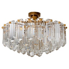Lustre en verre vertical doré par J.T. Kalmar, années 1960