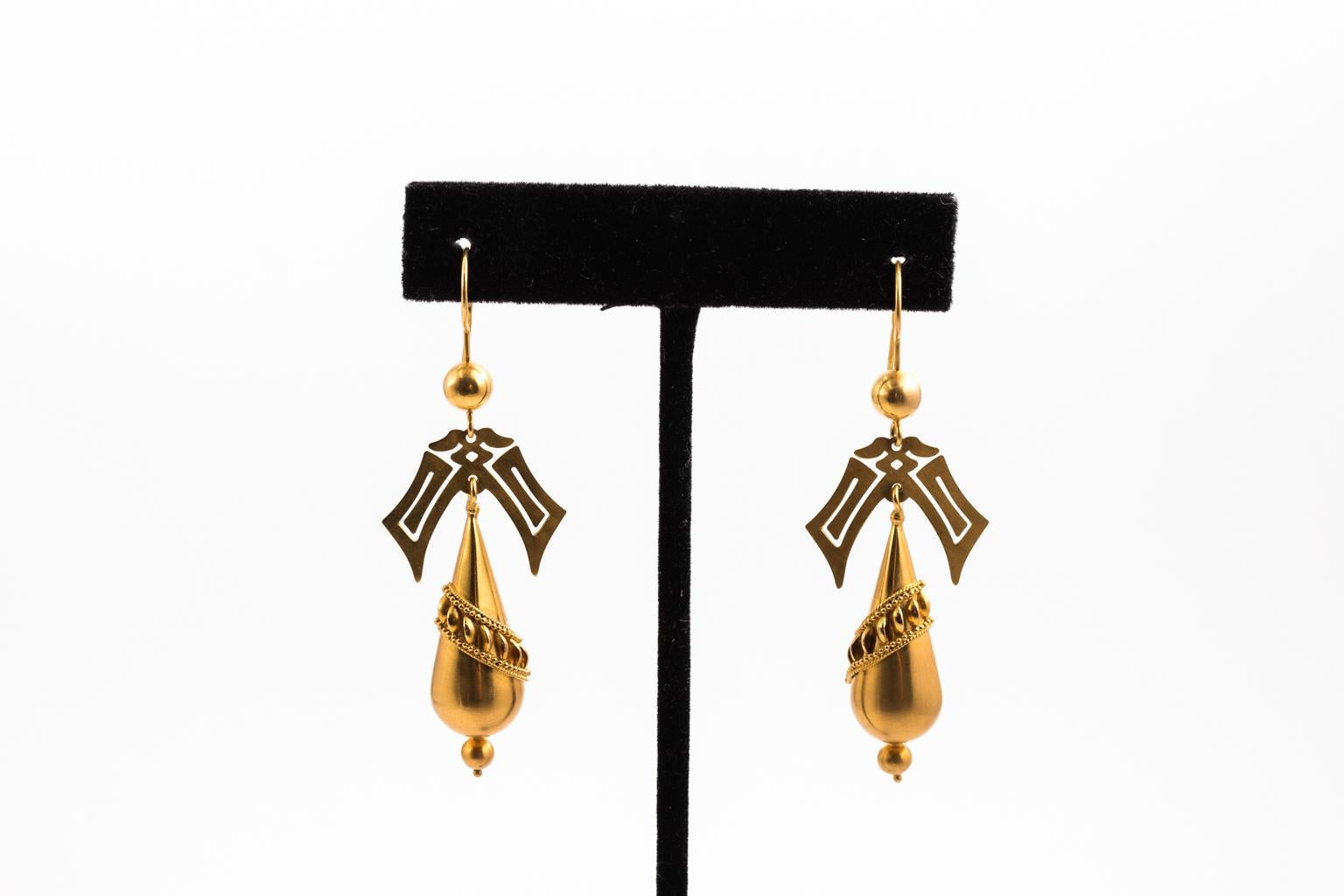 Gold Victorian Earrings For Sale 1